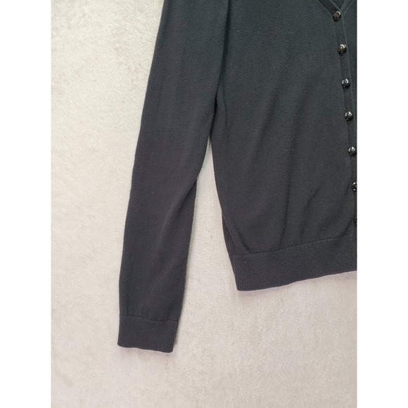 H&M Divided Cardigan Sweater Girls Size 10 Black Knit Cotton V Neck Button Front - Picture 6 of 8